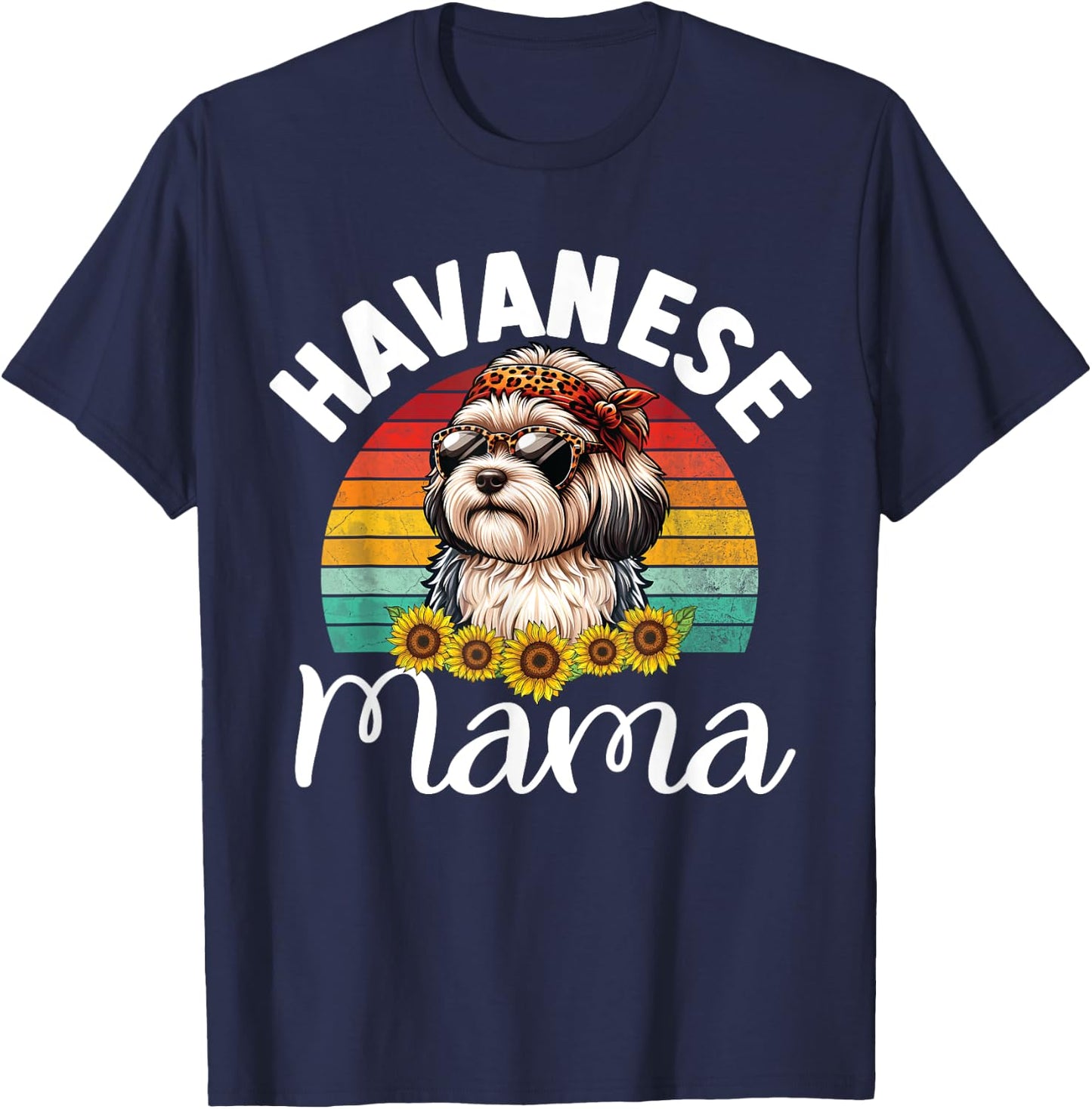 Vintage Floral Havanese Mama Retro Dog Lover Mother's Day Women Kids T-Shirt - T-Shirt | Navy