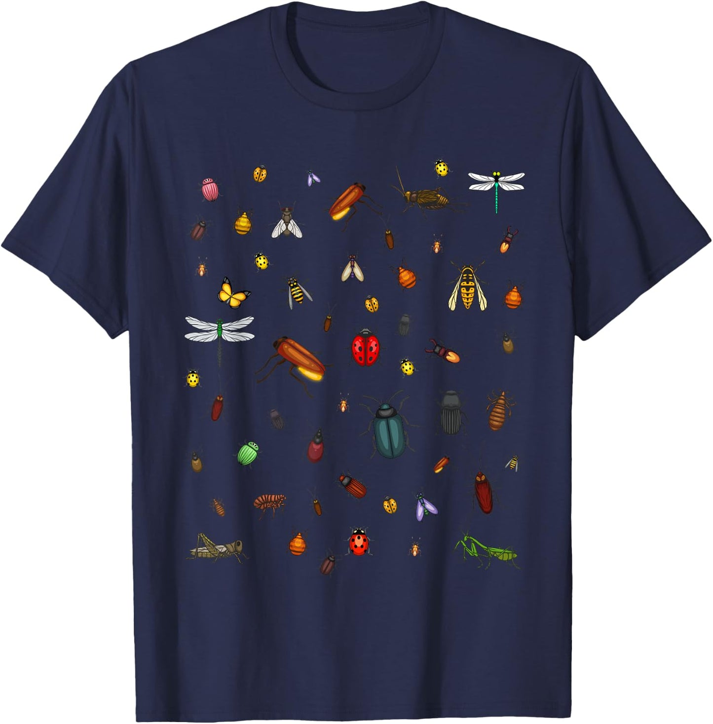 Cute Bugs Designs Women Insect Collectors Lovers T-Shirt - T-Shirt | Navy