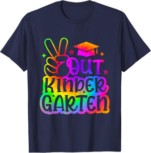 Last Day of School Peace Out Kindergarten Tie Dye T-Shirt - T-Shirt | Navy
