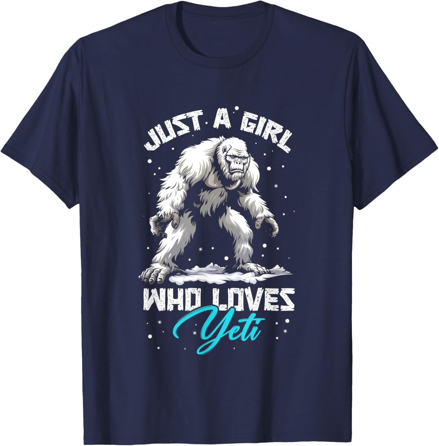 Vintage Just A Girl Who Loves Yeti Cute Animal Pet Monsters T-Shirt - T-Shirt | Navy