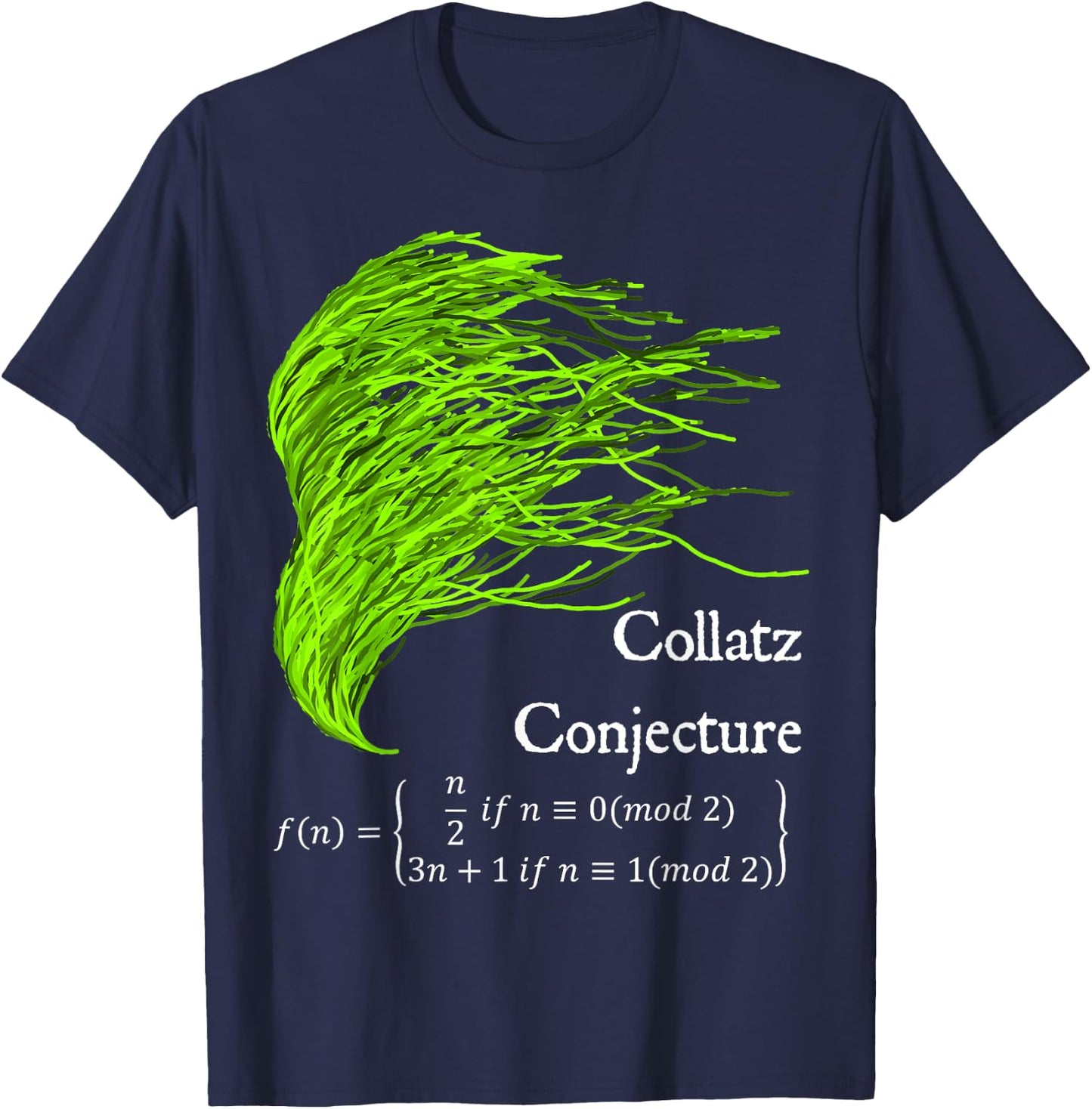 Nerdy Collatz Conjecture 3n+1 Green Seaweed Math Teacher Women Kids T-Shirt - T-Shirt | Navy