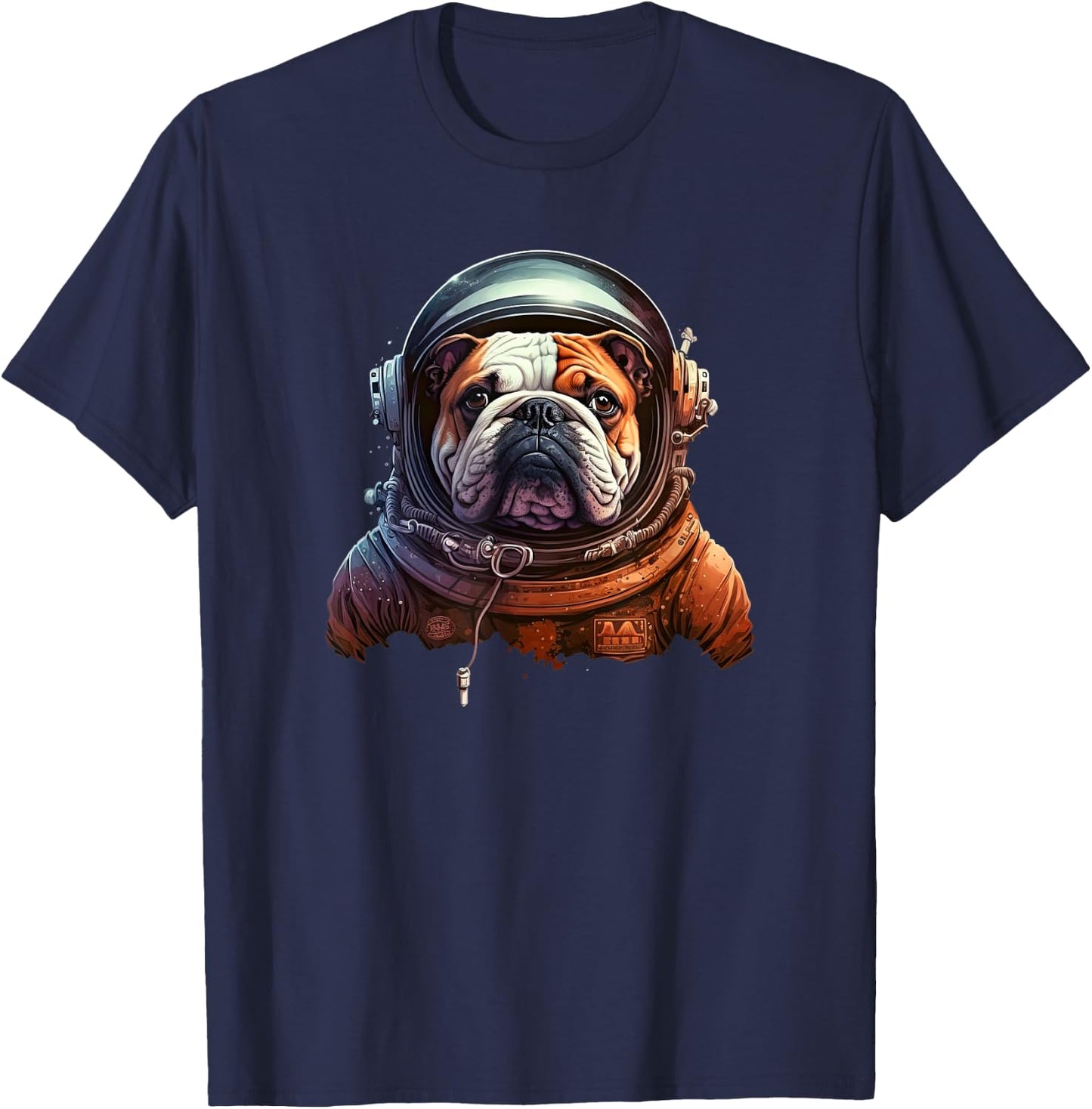 Funny Bulldog Dog Astronaut In the Space T-Shirt - T-Shirt | Navy
