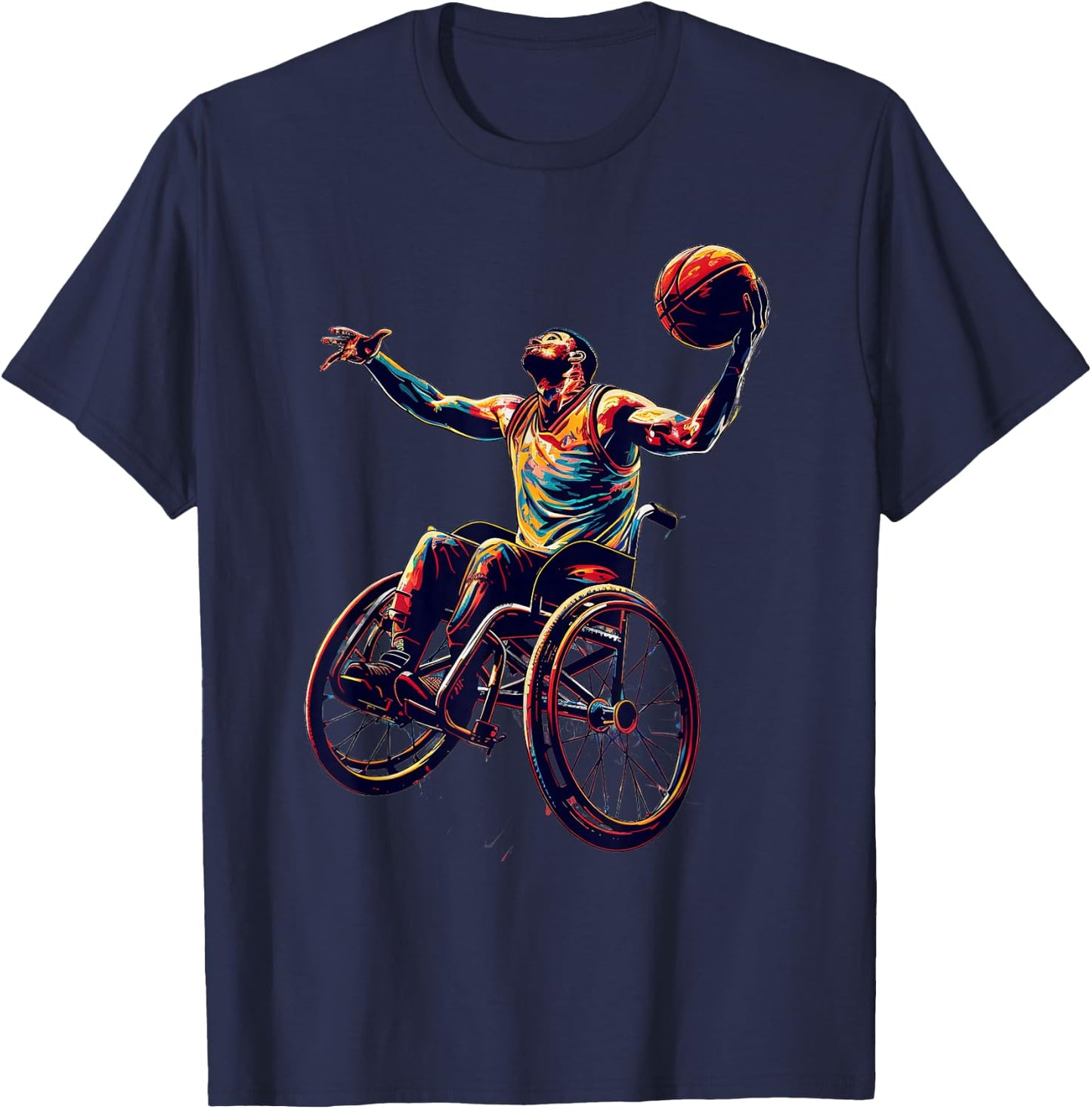 Wheelchair Basketball Design T-Shirt - T-Shirt | Navy