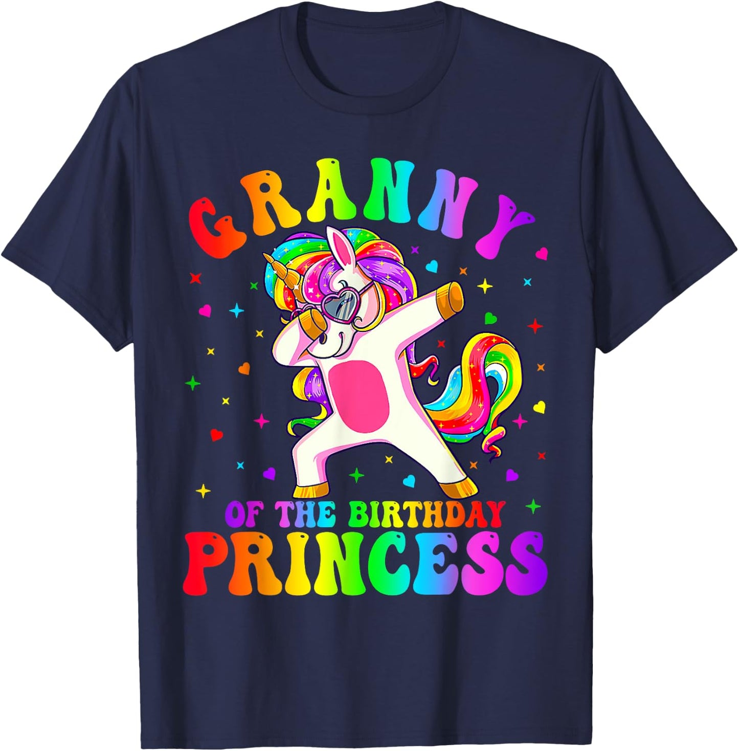Granny of the Birthday Princess Girl Dabbing Unicorn Funny T-Shirt - T-Shirt | Navy