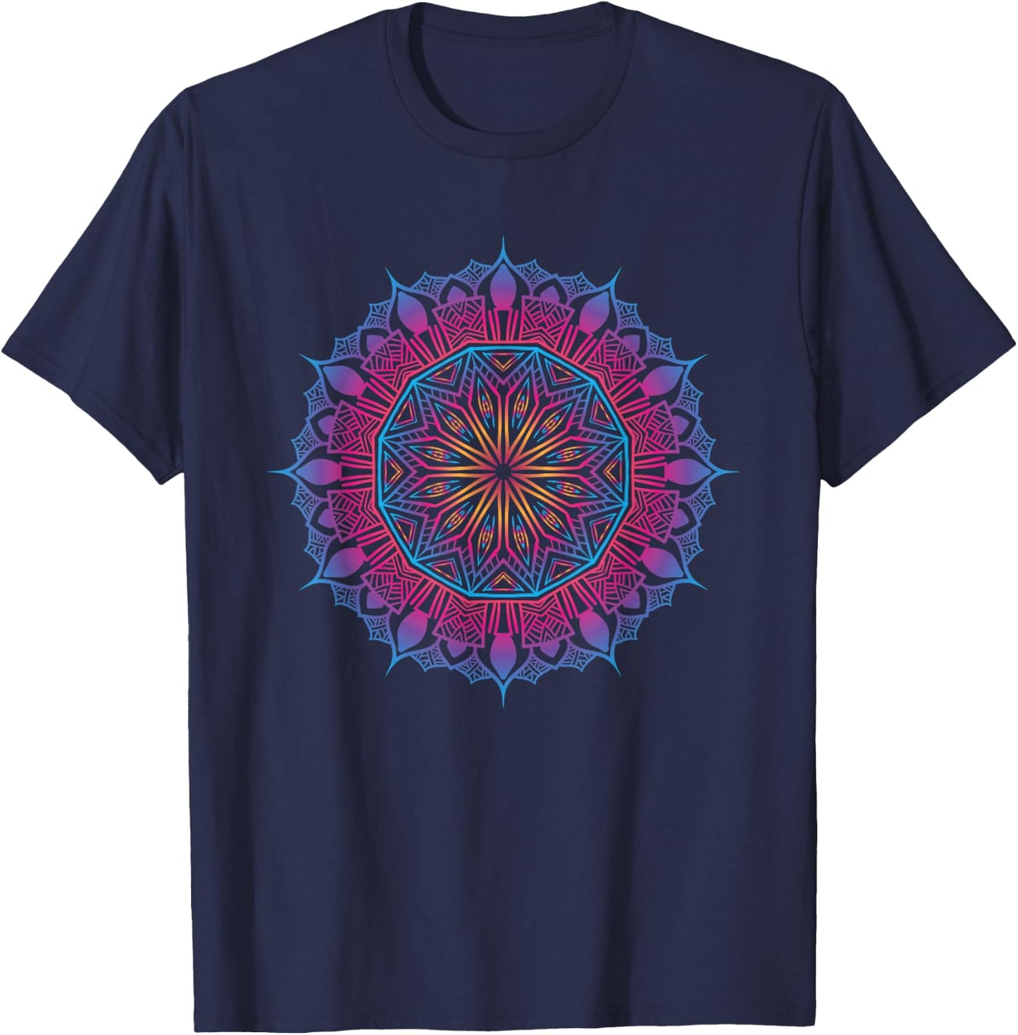 Boho Yoga Art Spiritual Meditation Sacred Geometry Mandala T-Shirt - T-Shirt | Navy