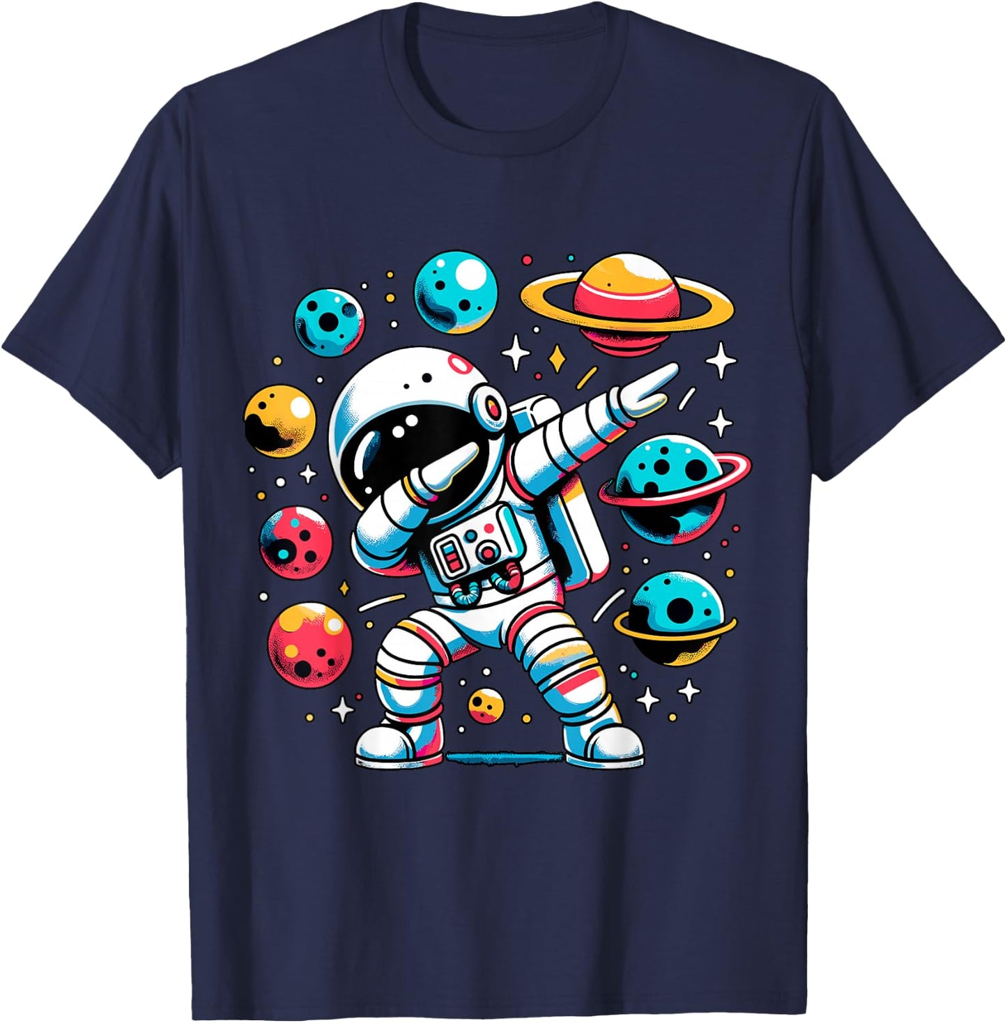 Dabbing Astronaut Space Galaxy T-Shirt - T-Shirt | Navy