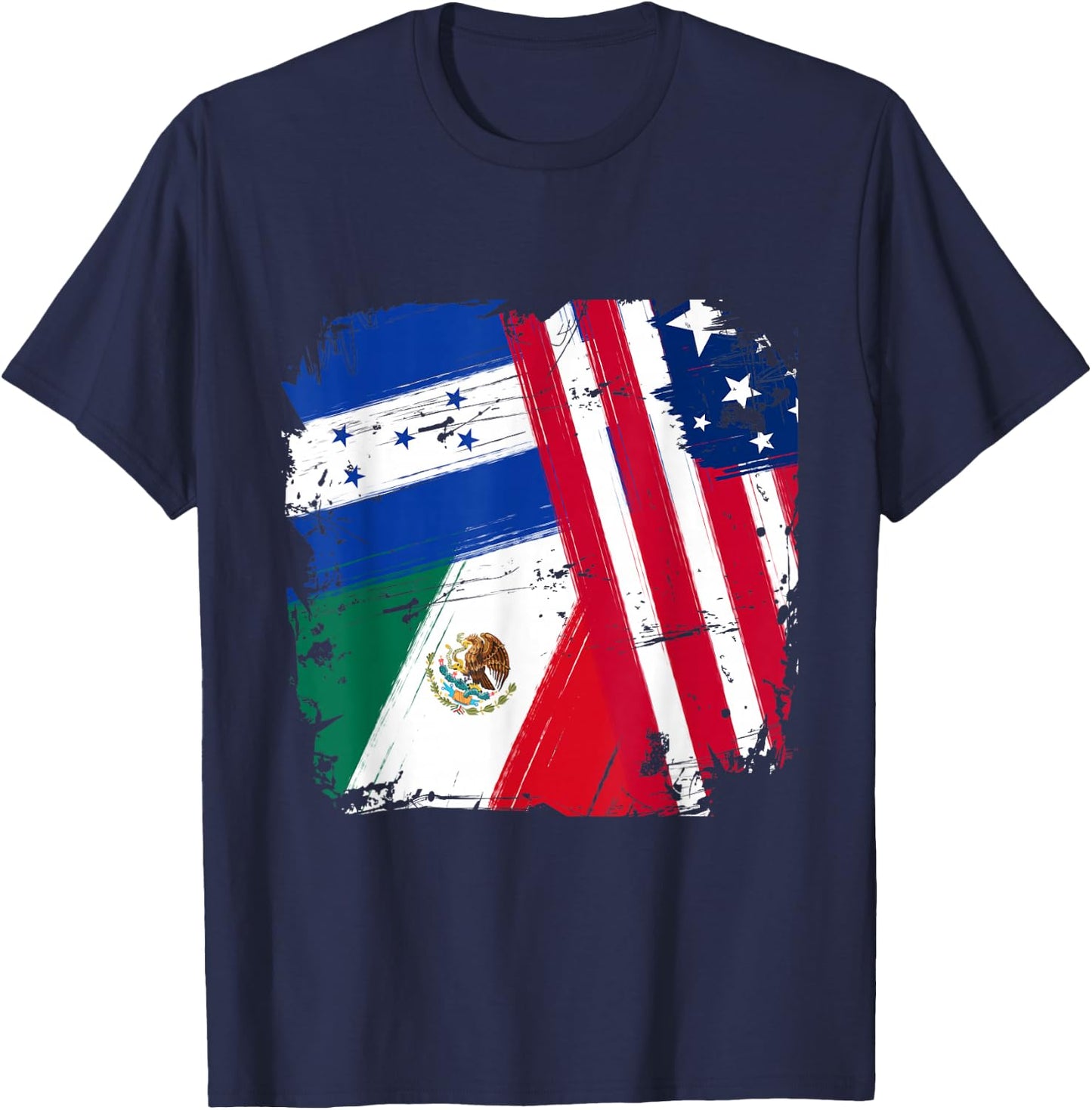 USA Mexico Honduras Flags T-Shirt - T-Shirt | Navy