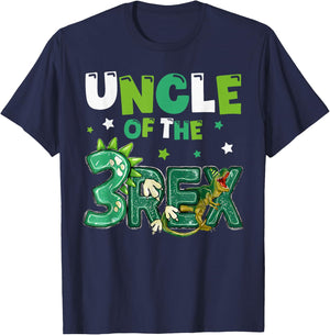 Uncle of the Three Rex Birthday Dinosaur Family Matching T-Shirt - T-Shirt | Navy