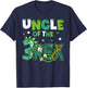 Uncle of the Three Rex Birthday Dinosaur Family Matching T-Shirt - T-Shirt | Navy