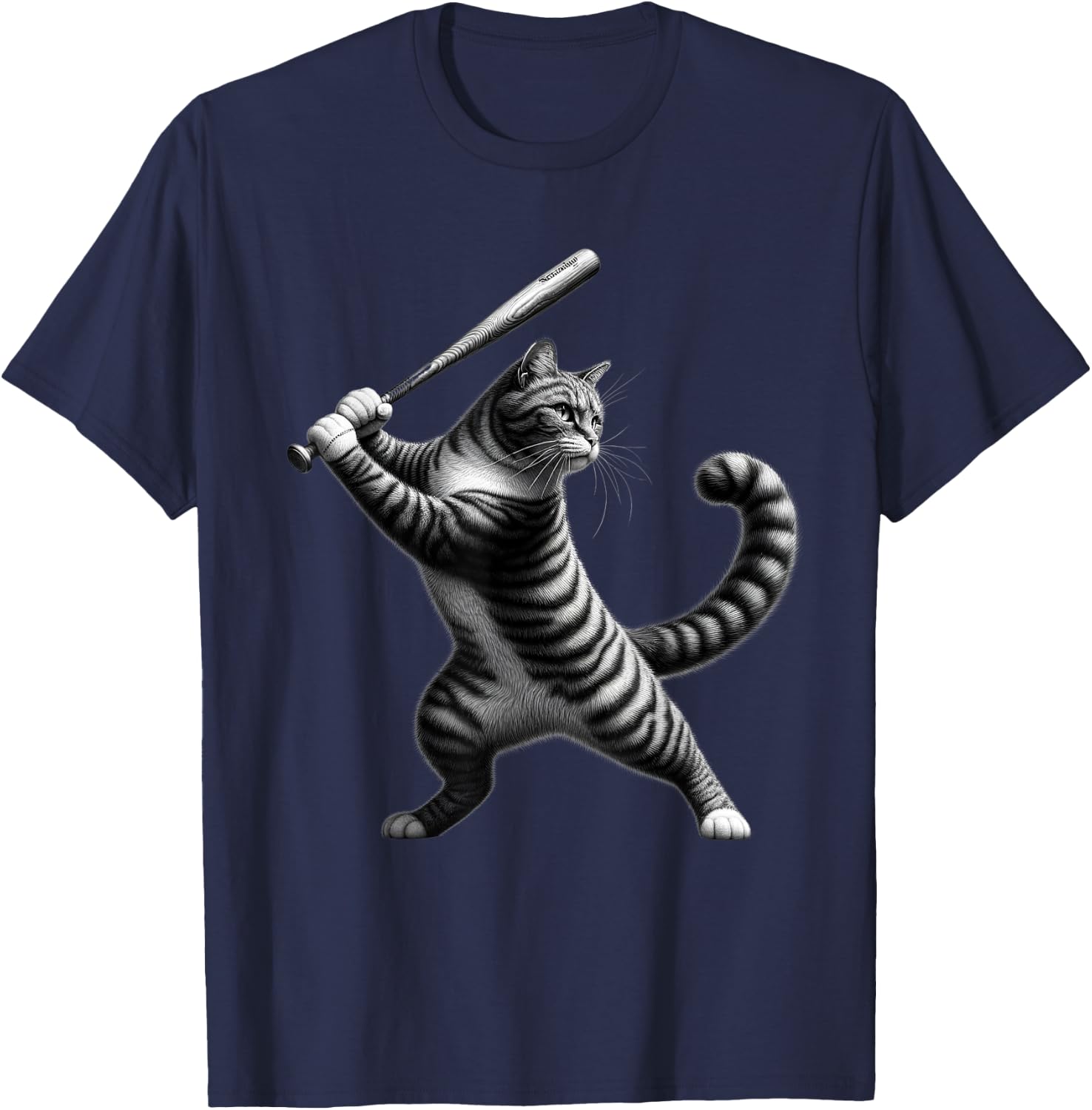 Vintage Cat Playing Softball Baseball Kitten Softball Player T-Shirt - T-Shirt | Navy