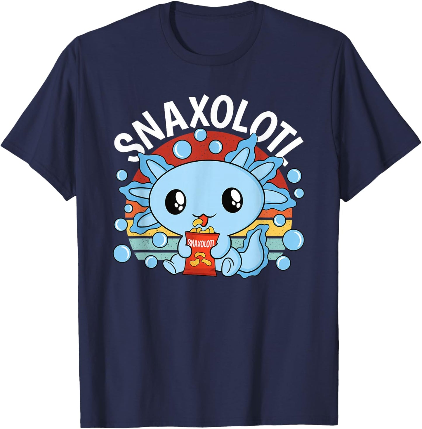 Snaxolotl Funny Snacking Kawaii Axolotl Men Women Kids T-Shirt - T-Shirt | Navy