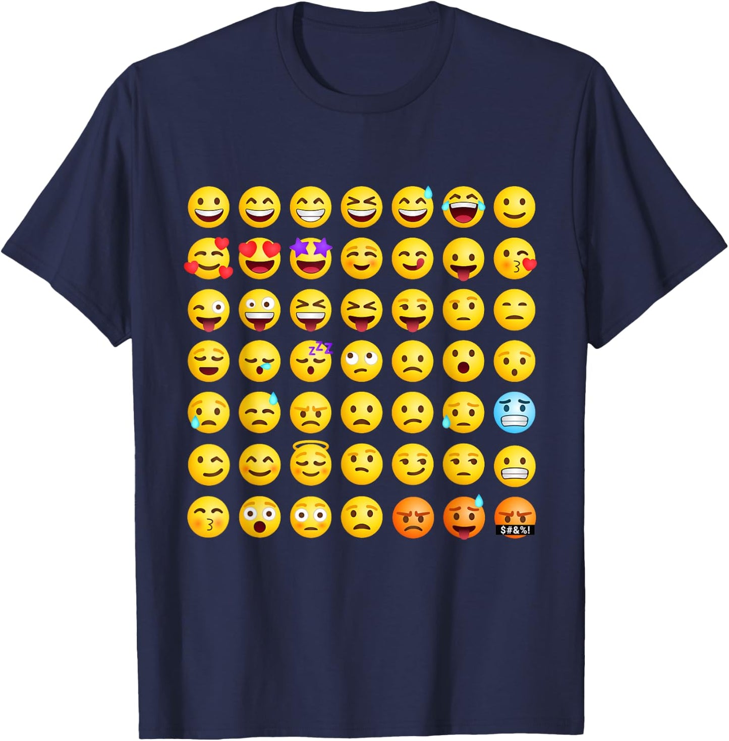 Cool Social Media Sarcastic Smile Faces Graphic Designs T-Shirt - T-Shirt | Navy