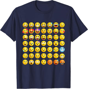 Cool Social Media Sarcastic Smile Faces Graphic Designs T-Shirt - T-Shirt | Navy