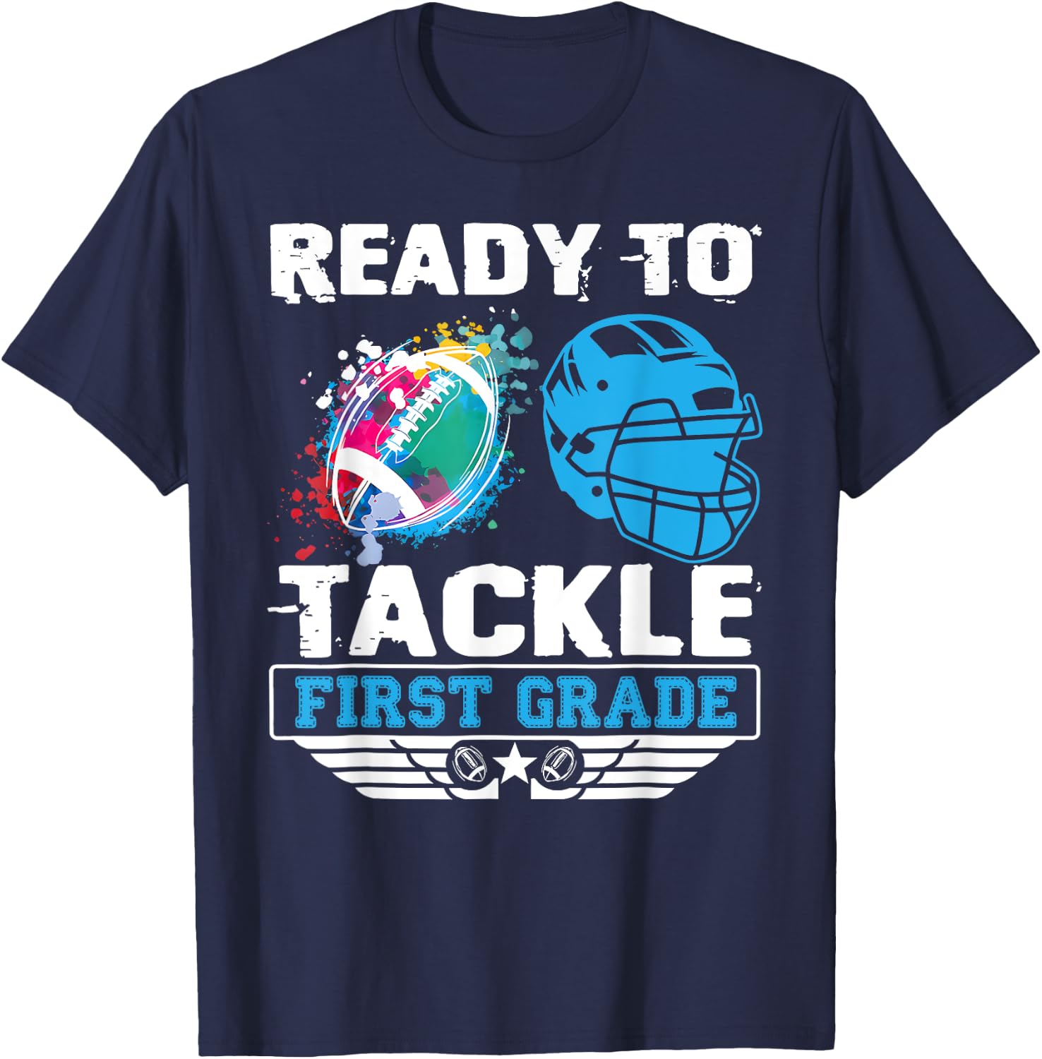 Ready To Tackle 1st Grade Football Back To School Boys Kids T-Shirt - T-Shirt | Navy