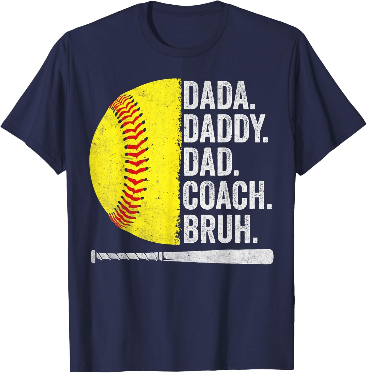 Softball Coach Dad Fathers Day Funny Softball Dads Humor T-Shirt - T-Shirt | Navy