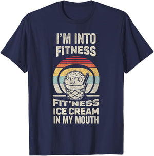 Vintage Retro I'm Into Fitness Ice Cream In My Mouth T-Shirt - T-Shirt | Navy