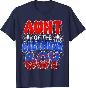 Aunt of the Birthday Boy Costume Spider Web Birthday Party T-Shirt - T-Shirt | Navy