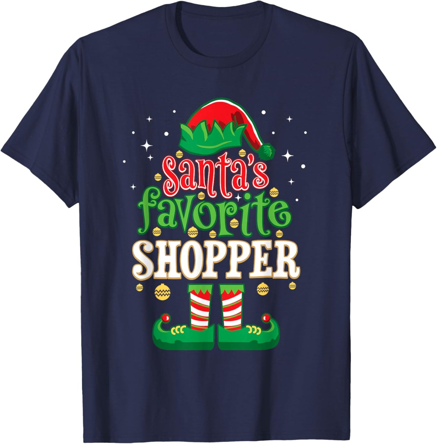Santa's Favorite Shopper Christmas Matching Shopping T-Shirt - T-Shirt | Navy