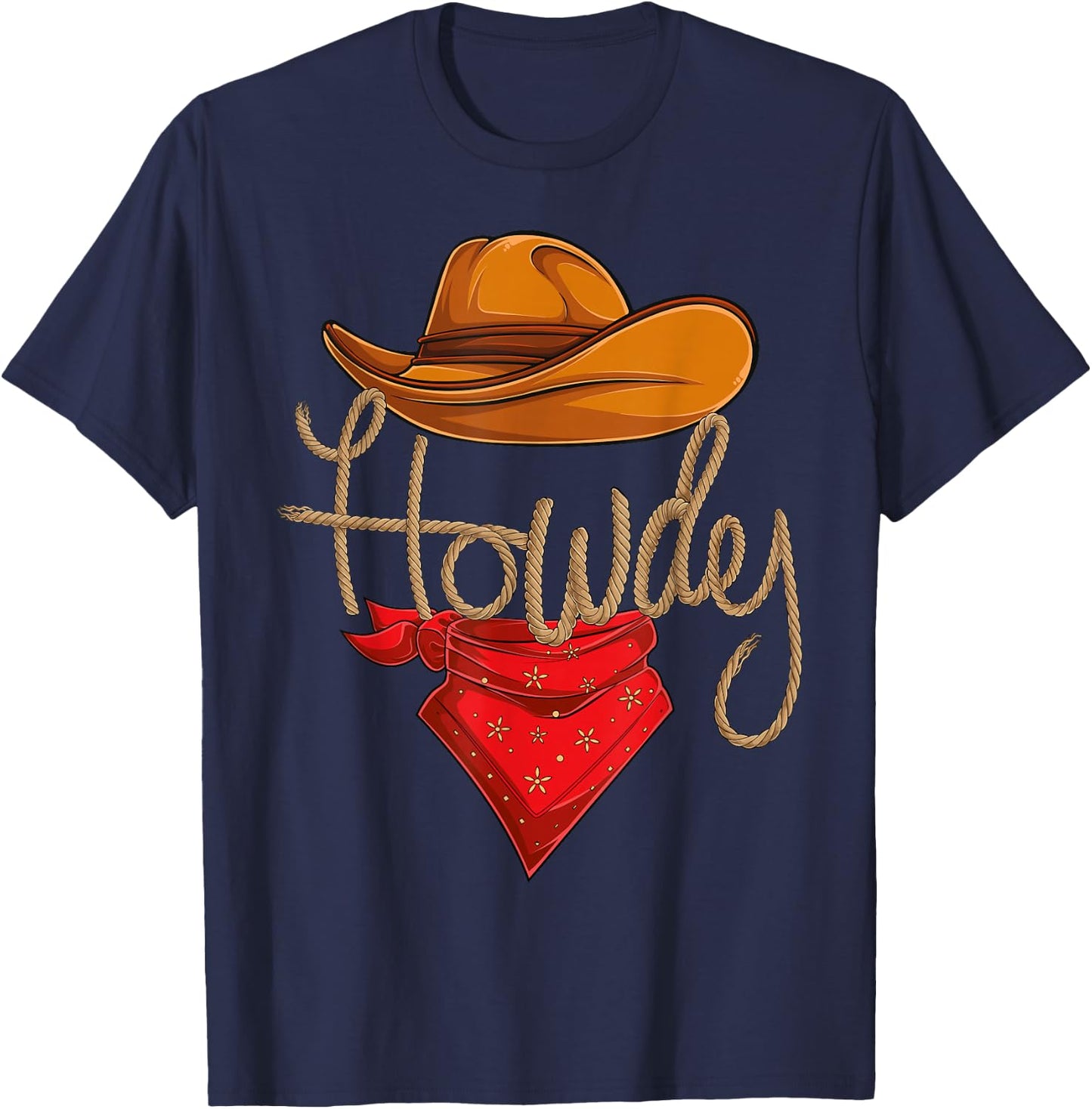 Howdy Cowboy Cowgirl Western Country Rodeo Howdy Men Boys T-Shirt - T-Shirt | Navy