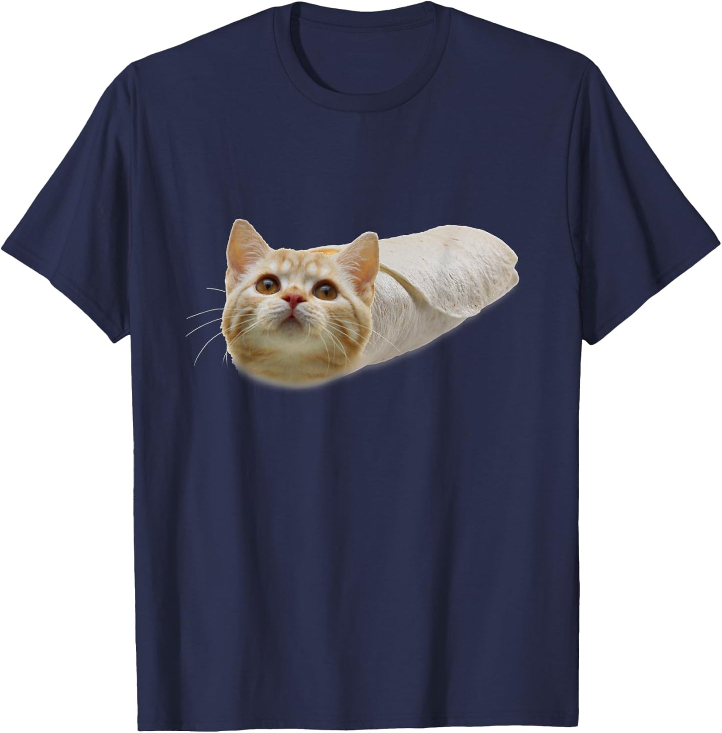 Purrito Kitty Cat in a Burrito Graphic Funny T-Shirt - T-Shirt | Navy