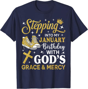 Stepping Into My January Birthday Sneakers Bday Women T-Shirt - T-Shirt | Navy