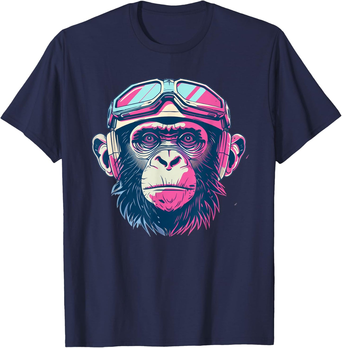 Capuchin Monkey Retro Sci-Fi T-Shirt - T-Shirt | Navy