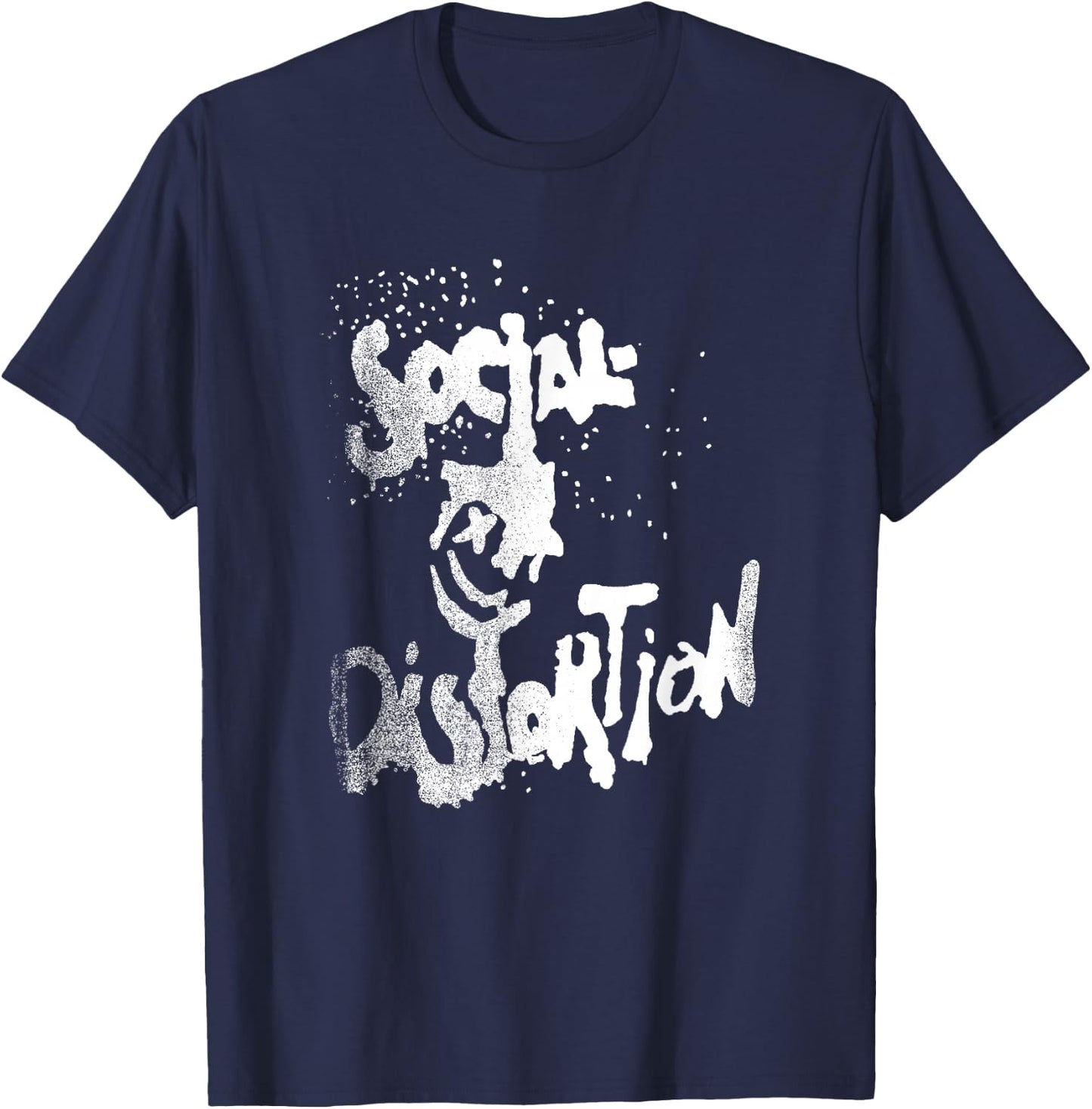 Official Social Distortion White Splatter Smiley T-Shirt - T-Shirt | Navy