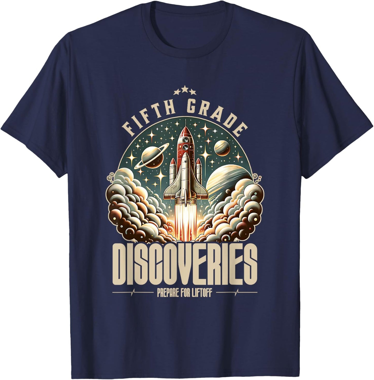 Fifth Grade Back To School Space Rocket Astronaut T-Shirt - T-Shirt | Navy