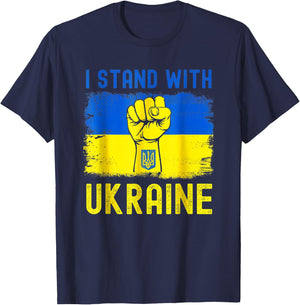 Support Ukraine flag I Stand With Ukraine T-Shirt - T-Shirt | Navy
