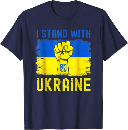 Support Ukraine flag I Stand With Ukraine T-Shirt - T-Shirt | Navy