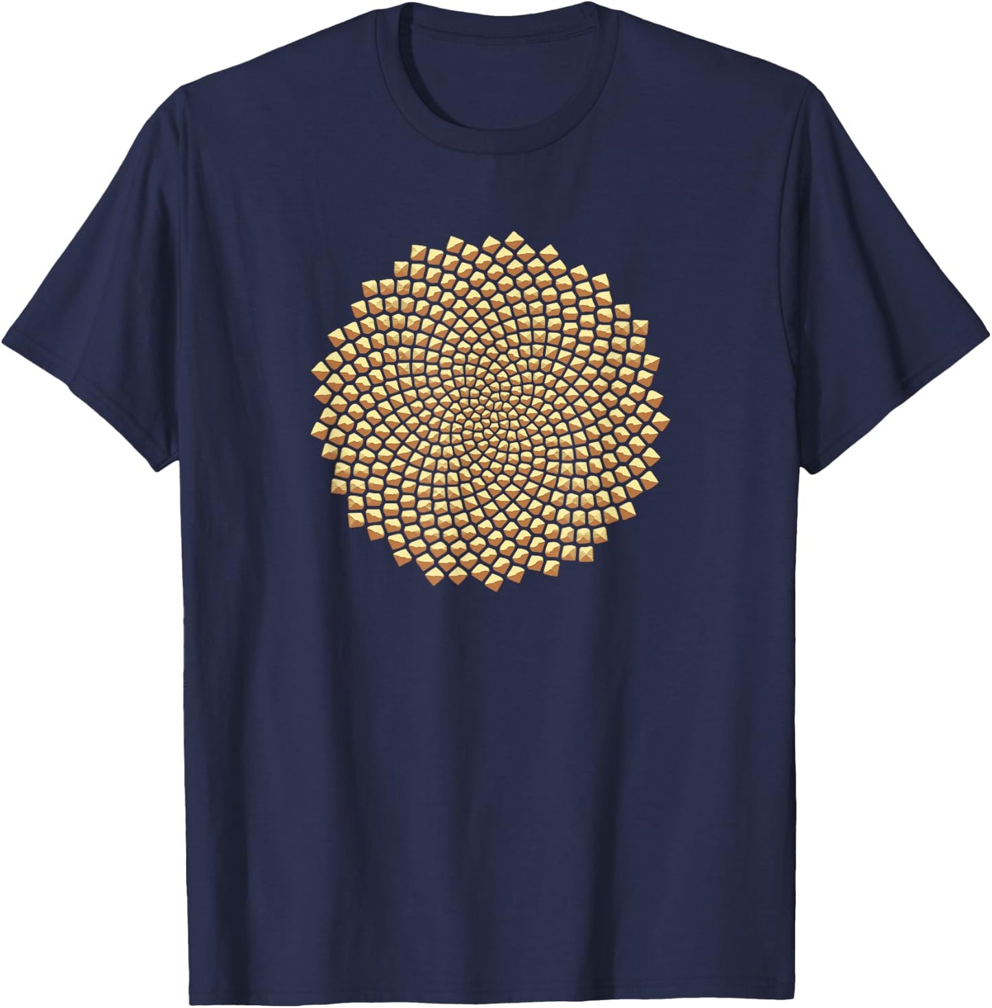 Sunflower, seeds, Fibonacci, Phi, golden ratio, mathematics T-Shirt - T-Shirt | Navy