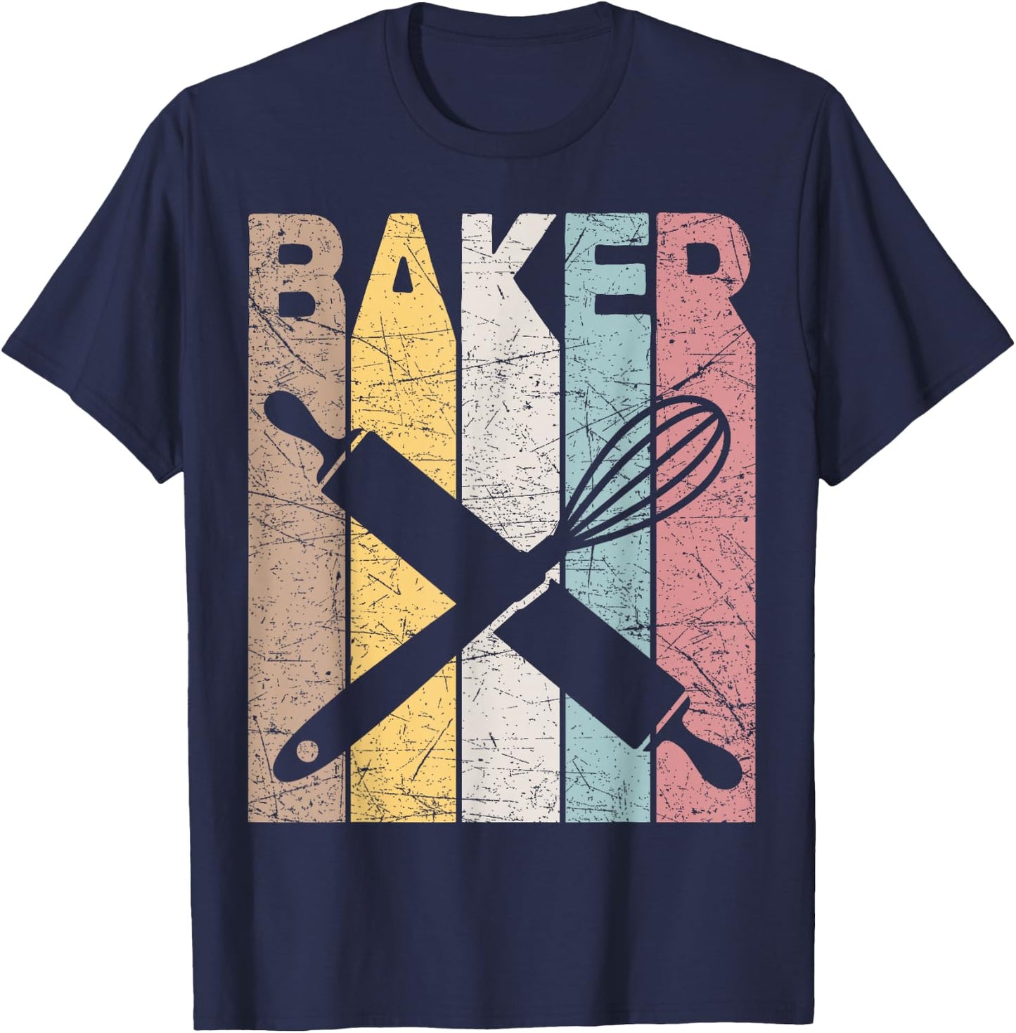 Baker Vintage Bakery Retro Pastry Chef Baking T-Shirt - T-Shirt | Navy