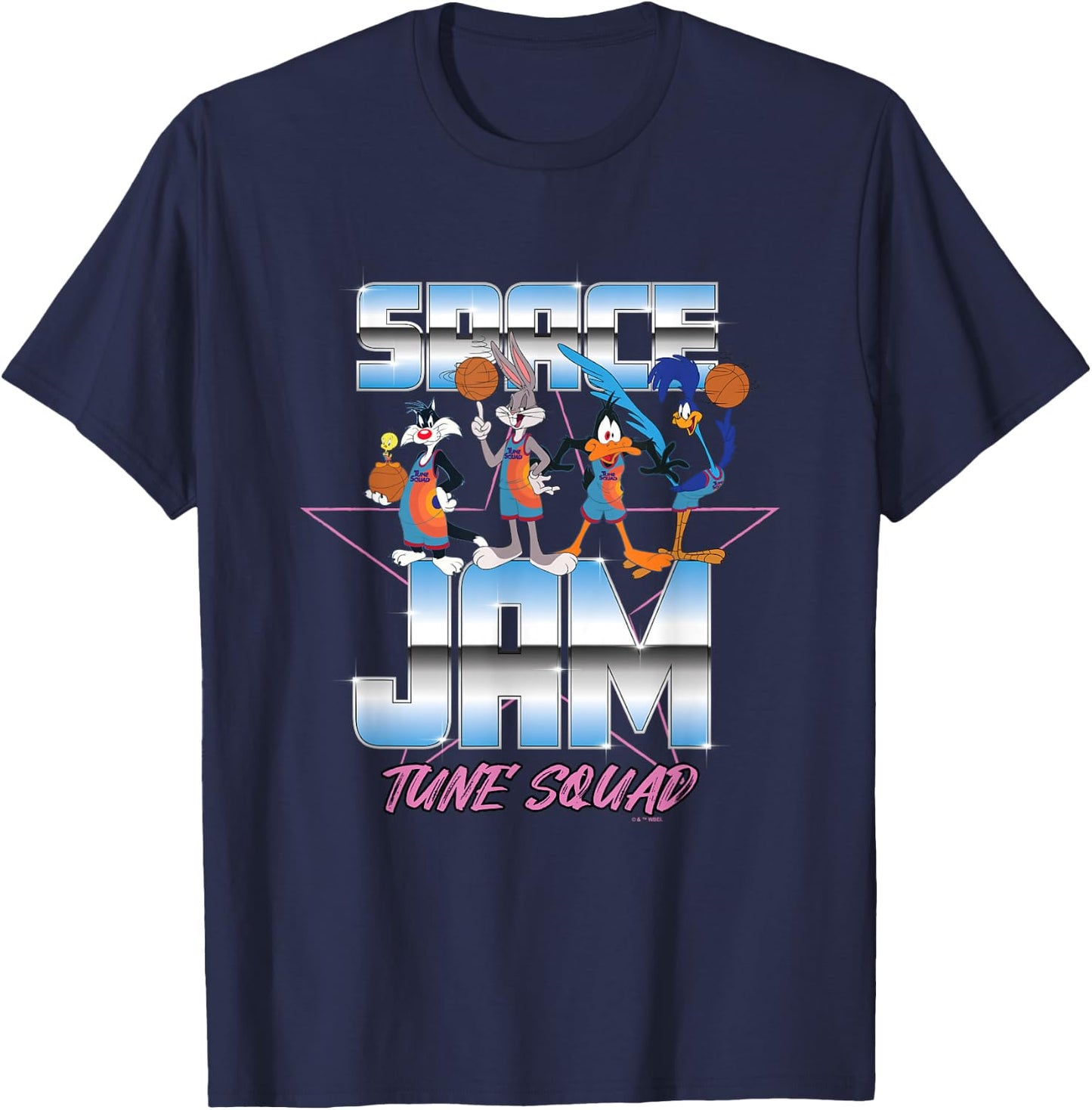 Space Jam 2 Iconic Tune Squad Star Chrome Team Chest Poster T-Shirt - T-Shirt | Navy