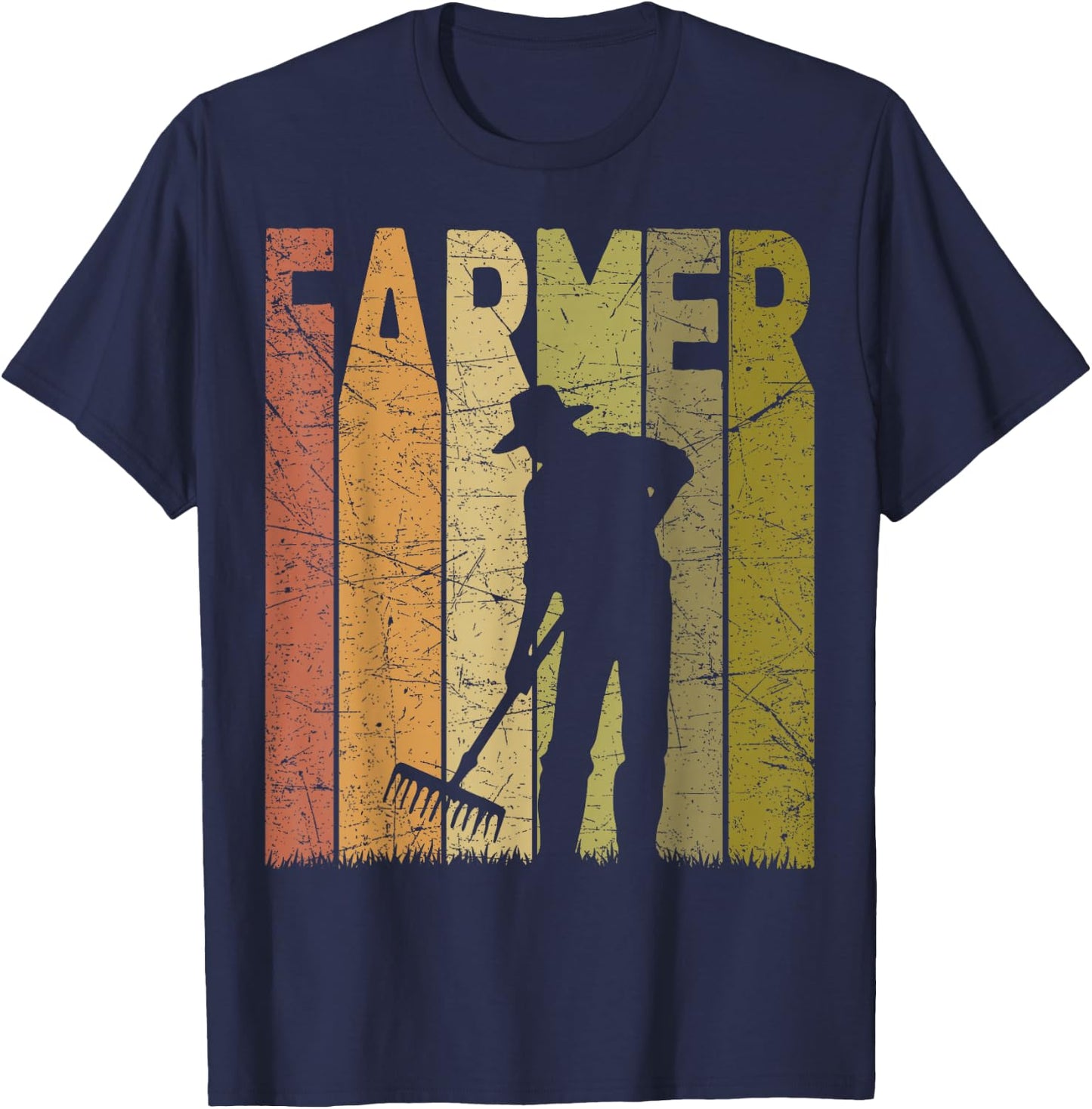 Farmer Vintage Gardener Farming Retro Gardening Agriculture T-Shirt - T-Shirt | Navy