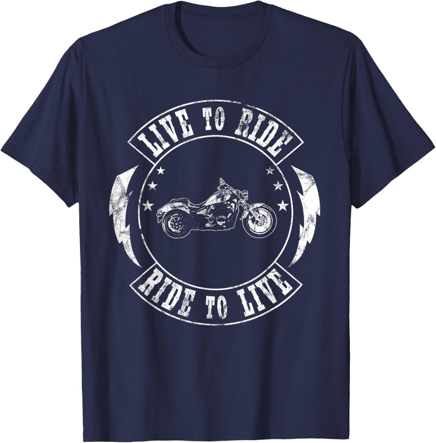 Live To Ride Ride To Live Biker Motorcycle Motorcyclist T-Shirt - T-Shirt | Navy
