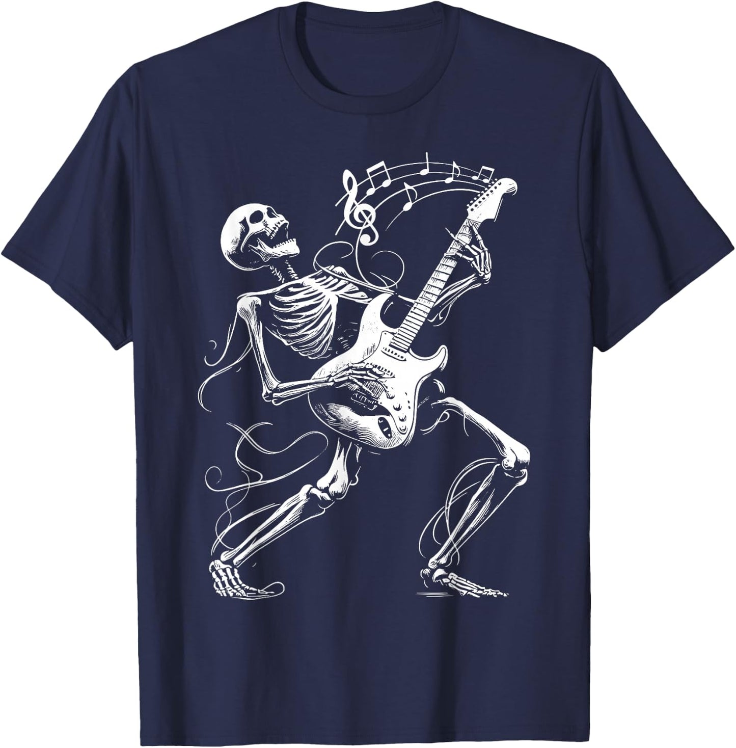 Skeleton Playing Guitar Music Gifts Women Rock Band T-Shirt - T-Shirt | Navy