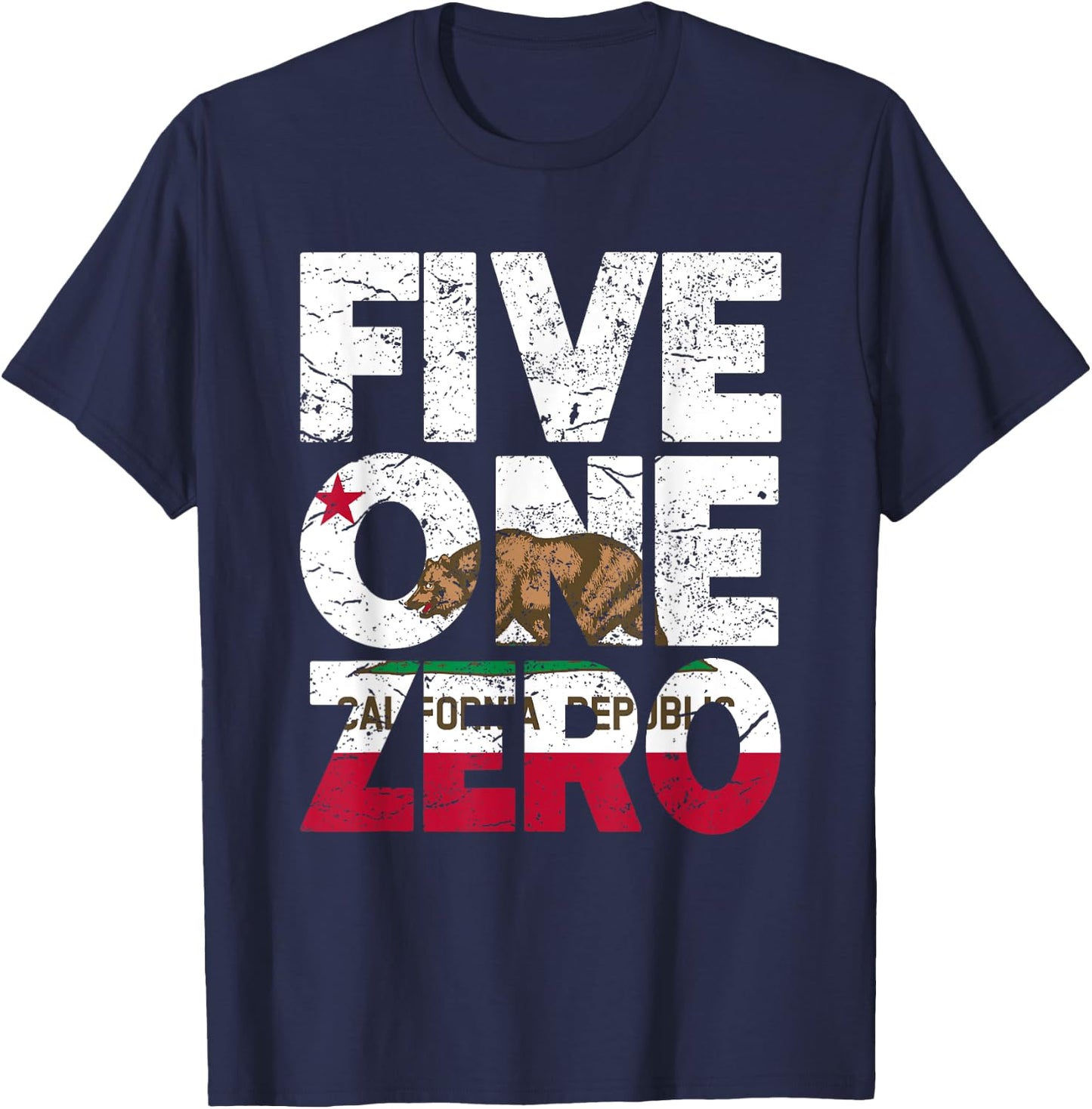 California Republic Flag - Area Code 510 T-Shirt - T-Shirt | Navy