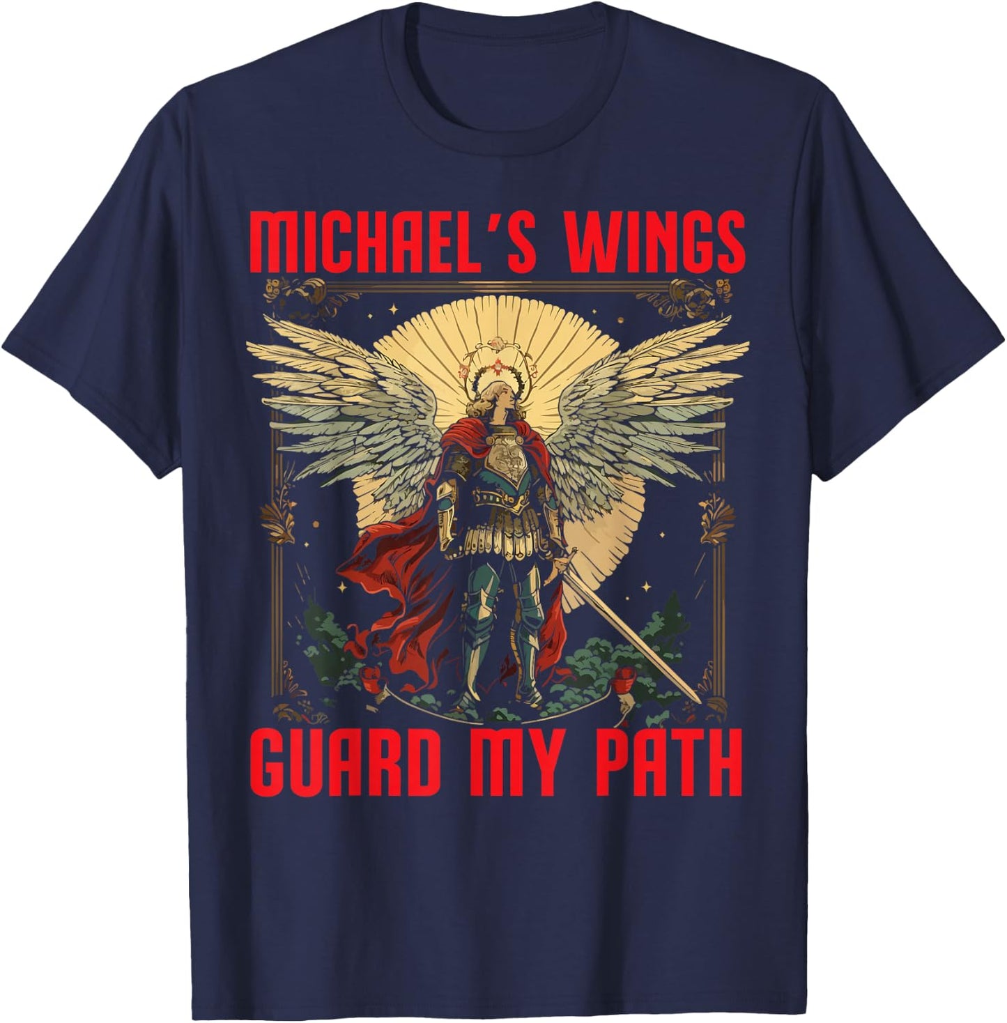 Archangel Michael Catholic Christianity Guardian Angel T-Shirt - T-Shirt | Navy