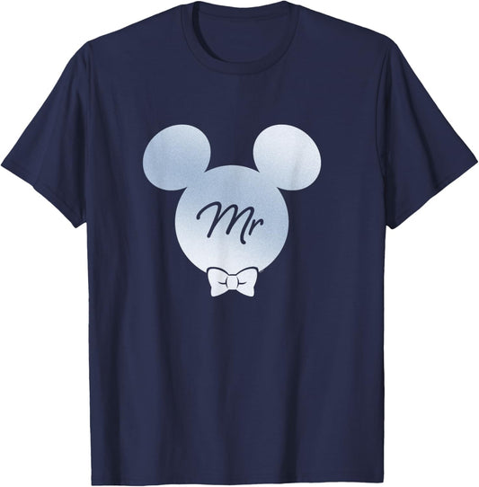 Disney Wedding Matching Mickey Bow Tie Husband Groom Mr T-Shirt - T-Shirt | Navy