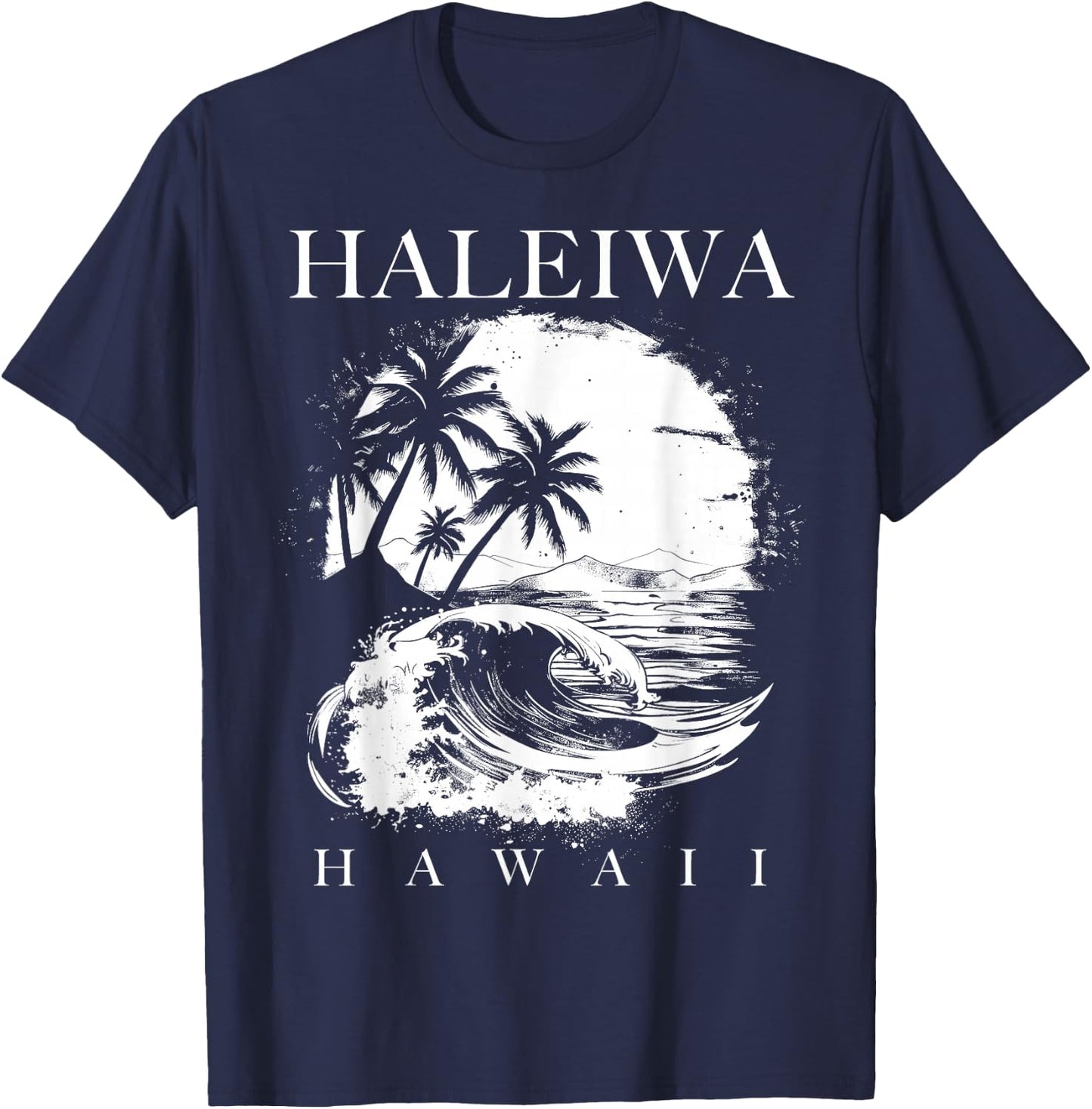 Haleiwa Hawaii Aloha Hawaiian Surfer Vintage Style T-Shirt - T-Shirt | Navy