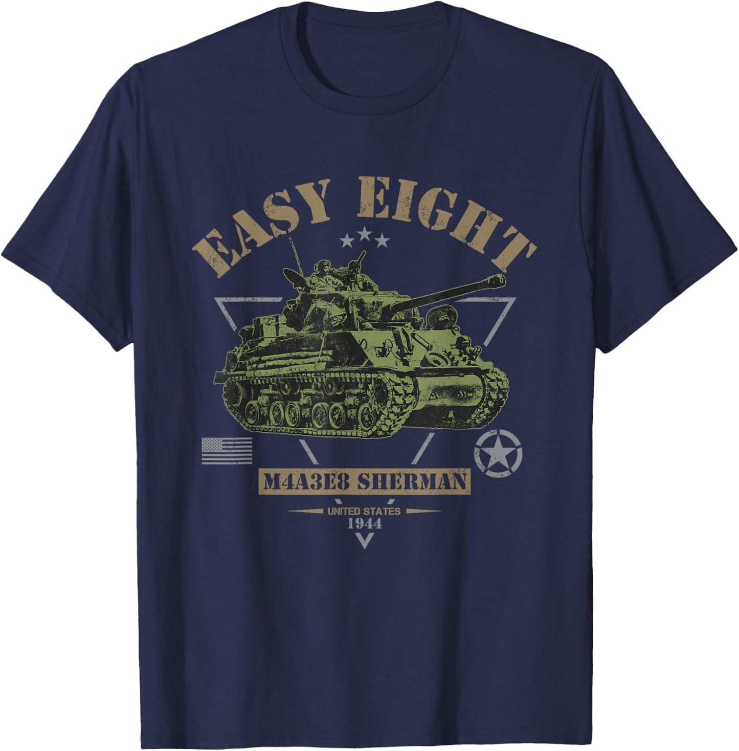M4A3E8 'Easy-Eight' Sherman WW2 Tank T-Shirt - T-Shirt | Navy