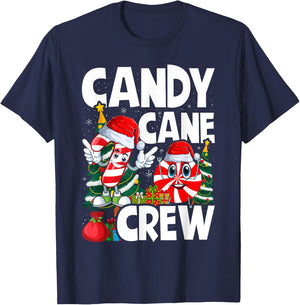 Candy Cane Crew Christmas Xmas Love Candy Boys Girls Kids T-Shirt - T-Shirt | Navy