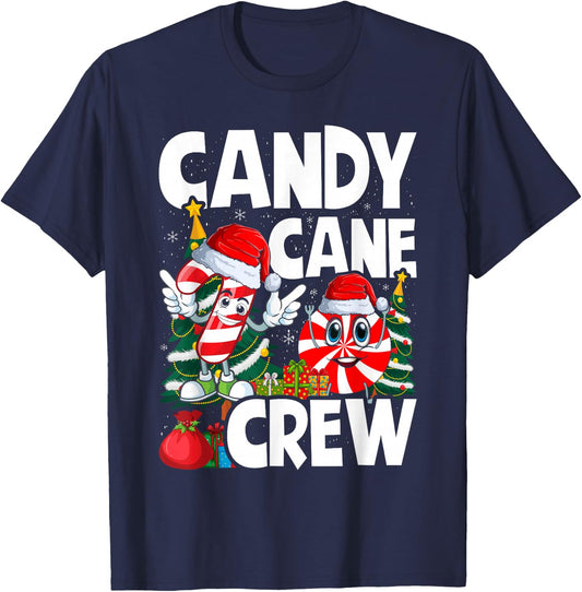 Candy Cane Crew Christmas Xmas Love Candy Boys Girls Kids T-Shirt - T-Shirt | Navy