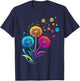 Cute Dog Paw Sunflower Dandelion Colorful Flowers Dog Paw T-Shirt - T-Shirt | Navy