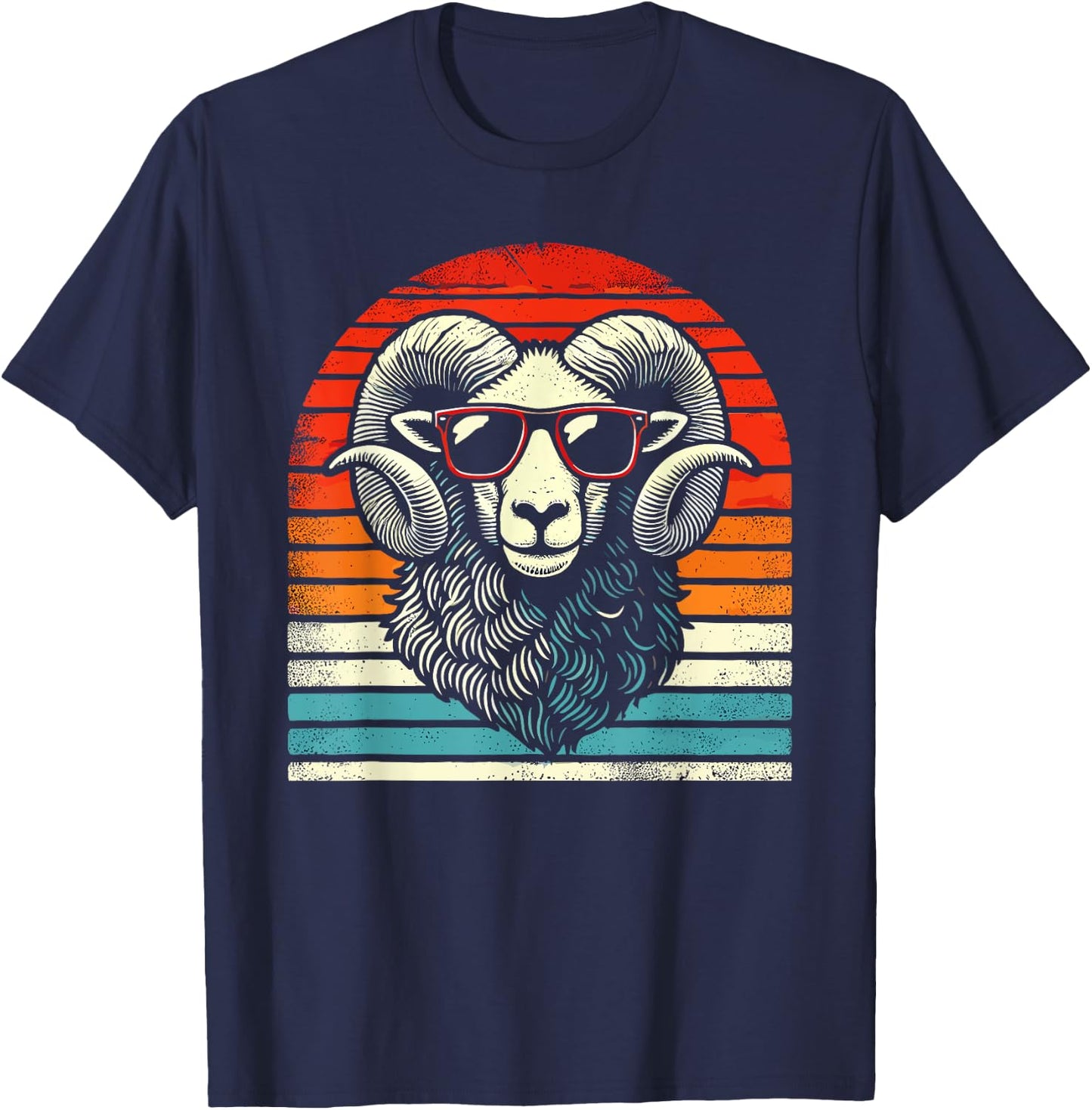 Retro Ram in Sunglasses Men Women Kids Novelty Funny Ram T-Shirt - T-Shirt | Navy