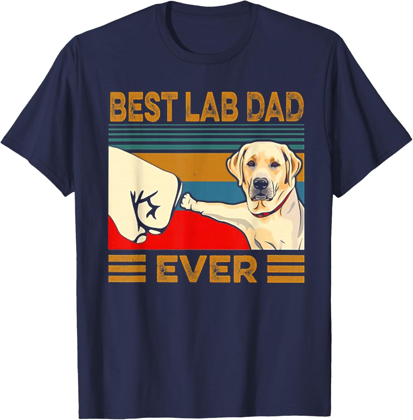 Best Lab Dad Ever Retro Vintage T-Shirt - T-Shirt | Navy