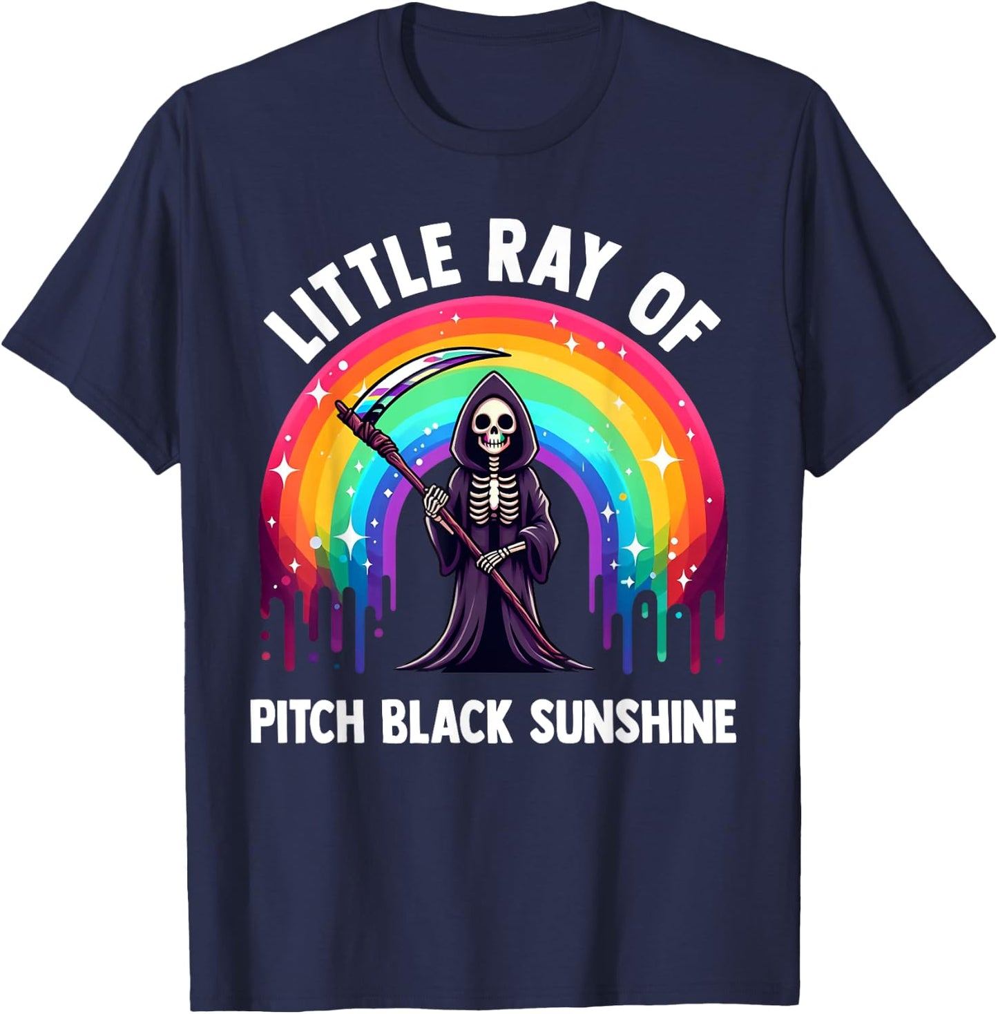 Little Ray Of Pitch Black Sunshine Death Rainbow Halloween Women T-Shirt - T-Shirt | Navy