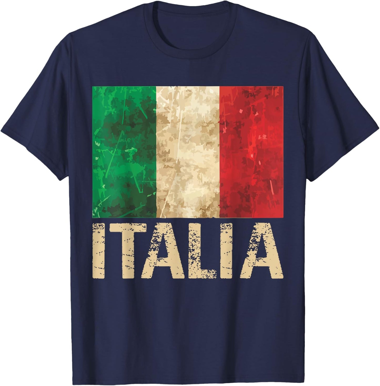 Vintage Italia Shirt Distressed Italy Flag Italian Pride T-Shirt - T-Shirt | Navy