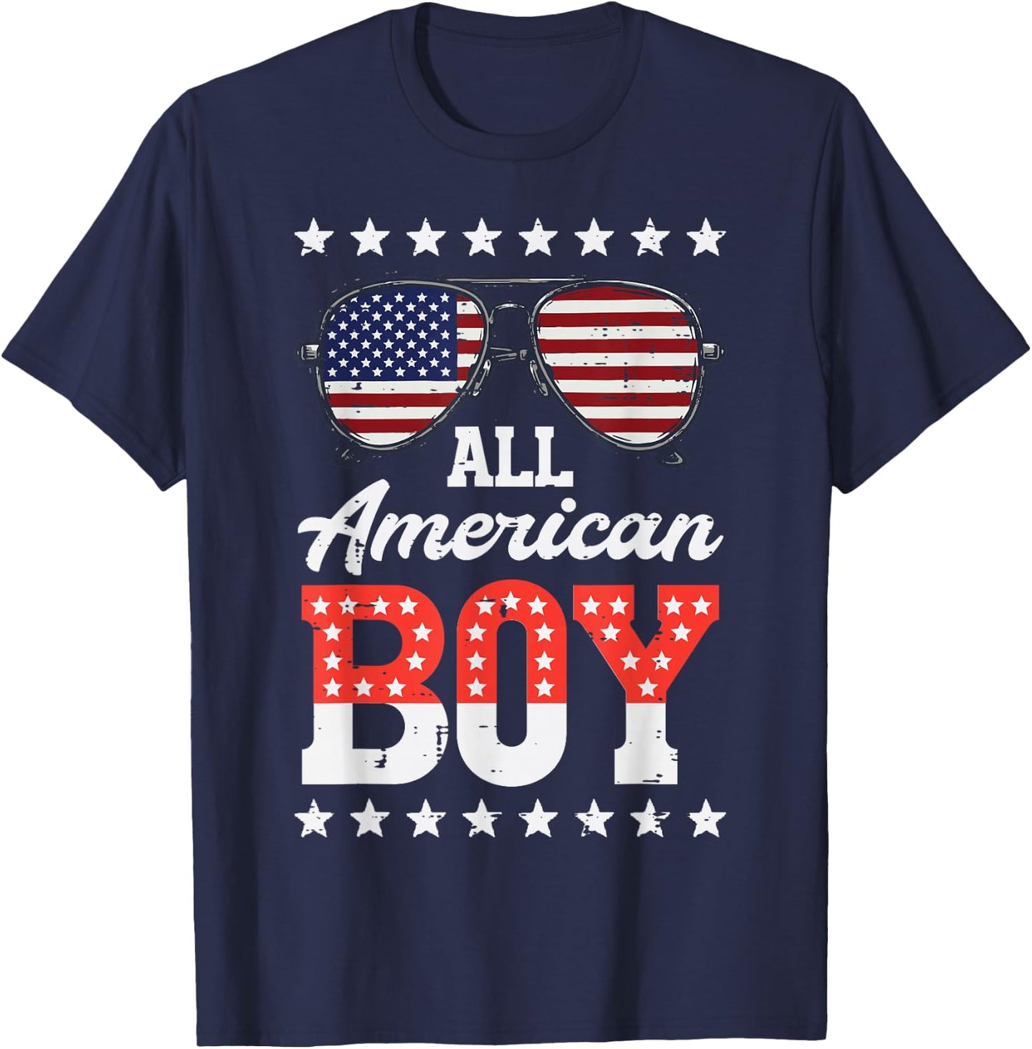 All American Boy USA Sunglasses 4th of July Boys Kids Men T-Shirt - T-Shirt | Navy