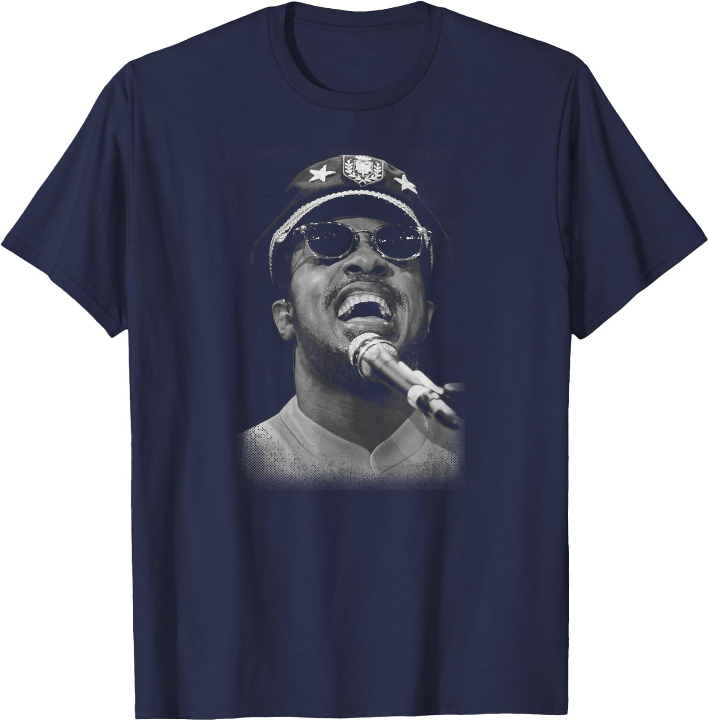 Stevie Wonder Performing Live by Stephen Wright T-Shirt - T-Shirt | Navy